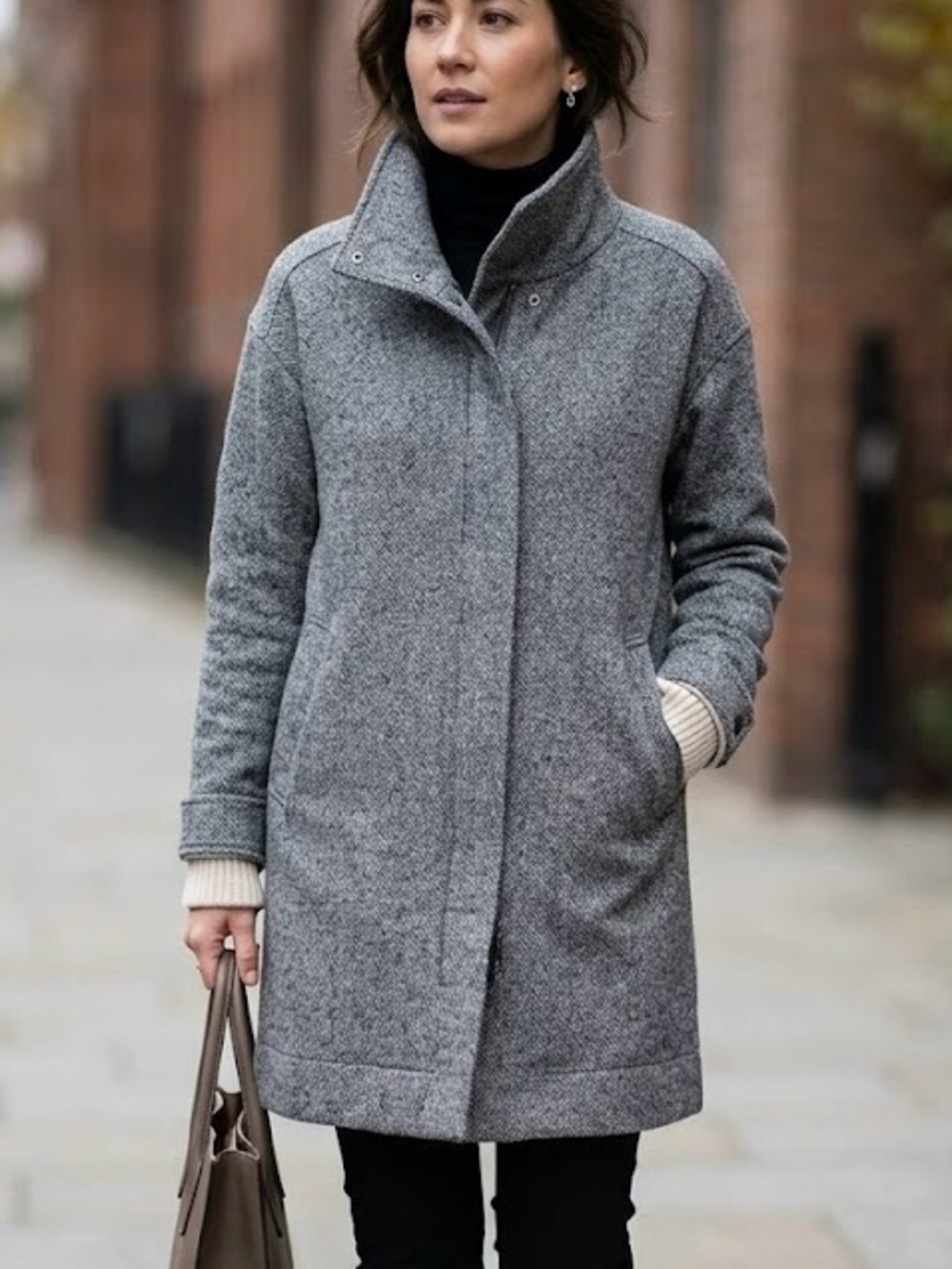 Roots Salt Pepper Grey Cabin Fleece Long Coat Boho Cottagecore Heritage Canadian